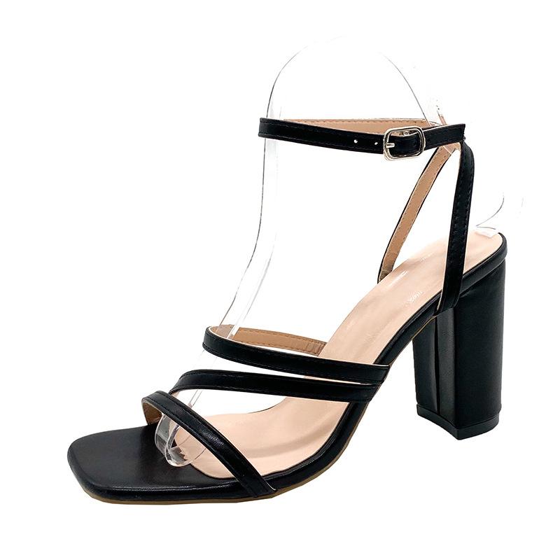 Womens Block Heels | Laurader Black Strappy Block Heeled Sandal Block Heels Black