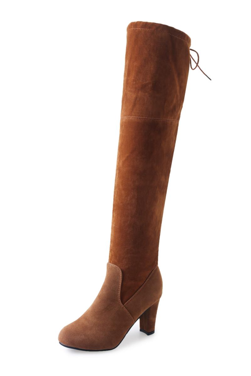 Womens Boots | Alers Knee-High Boot – Block Heel Boots Beige