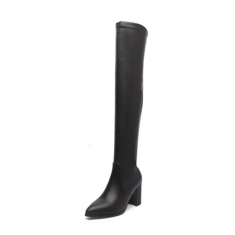 Womens Boots | Satori Knee-High Boot – Block Heel Boots Black/Black