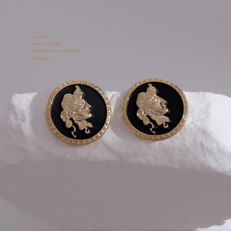 Womens Earrings | Wigolla Button Earrings Accessories Black/Gold Multi